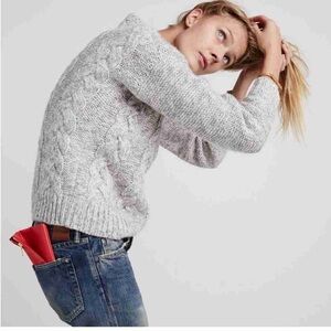 Cozy Gray Cable Knit Sweater